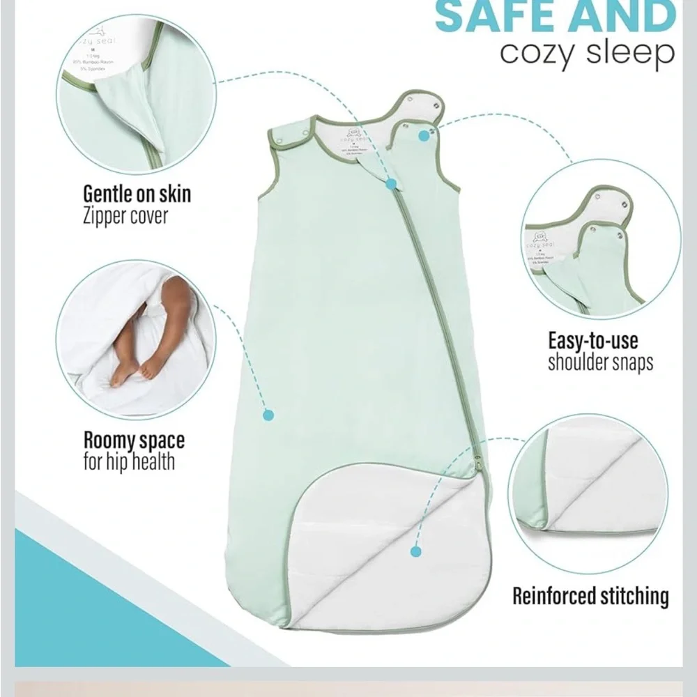Cozy Seal Sage green Baby Sleep Sack sz S 0-6 months 1 TOG